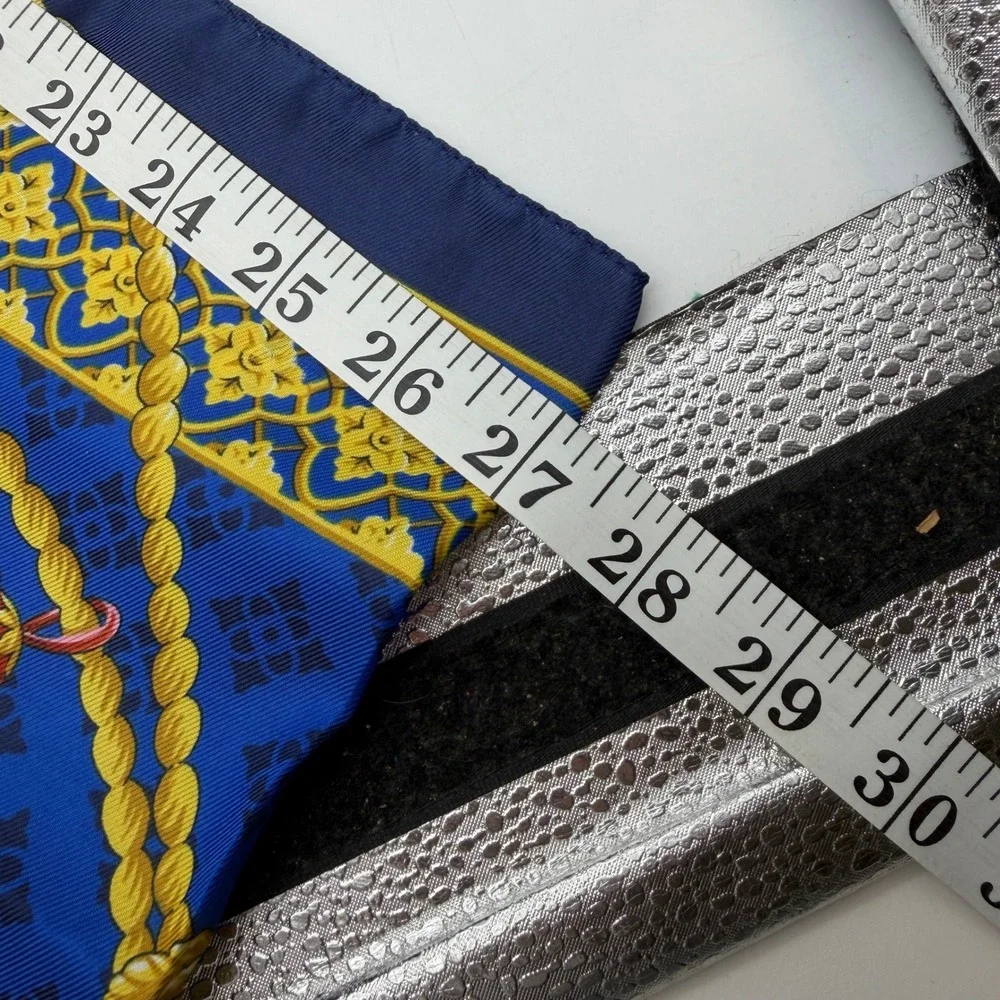 Vintage Royal Blue Tassel Rope‎ Print oblong Scarf Teal Red Neckerchief 30x30
